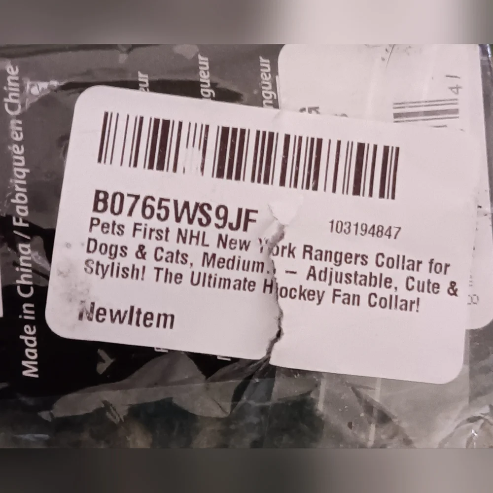 - NHL NEW YORK RANGERS PET COLLAR NWT
